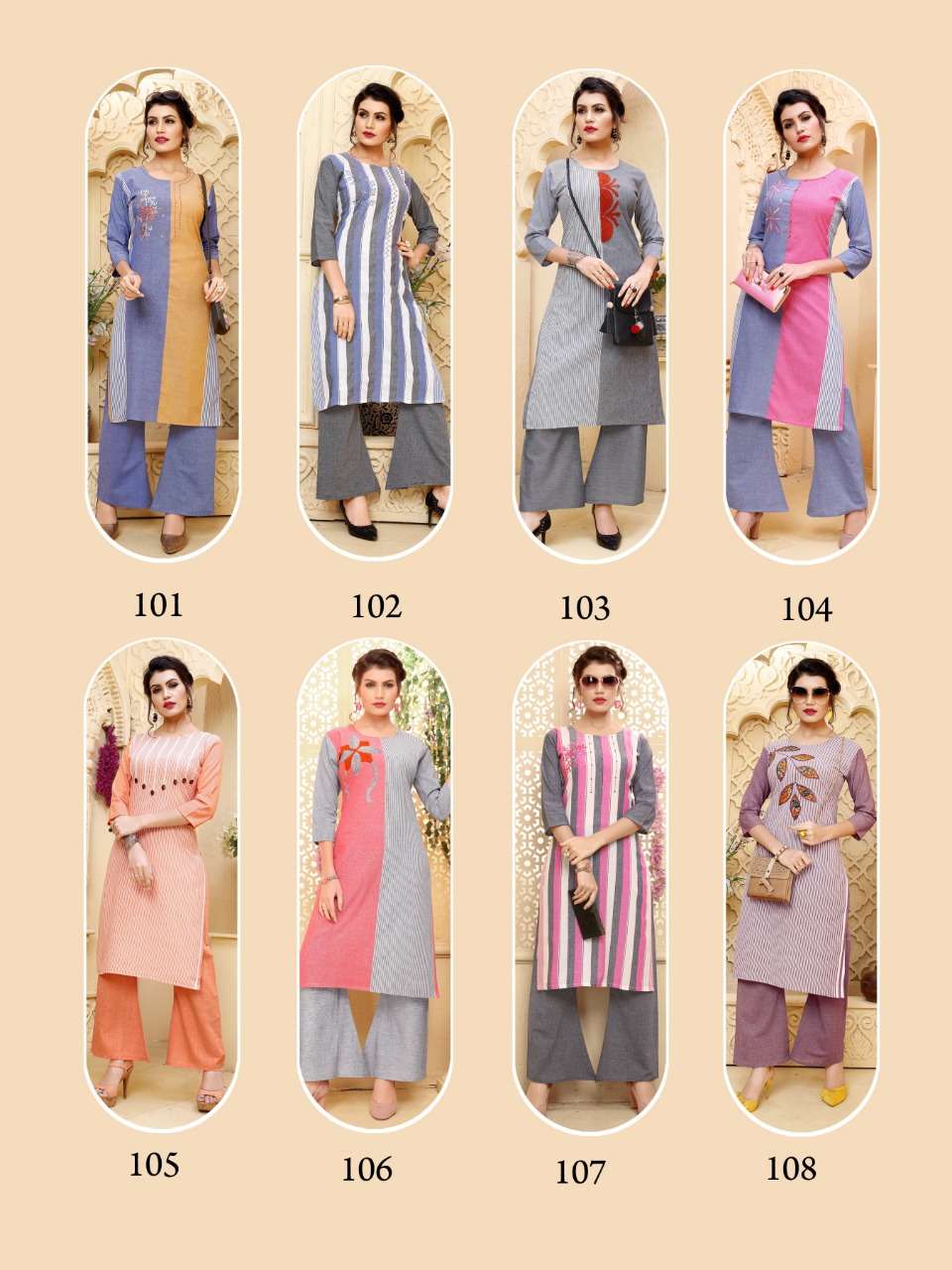 CHITRA VOL-1 BY FASHION TALK 101 TO 108 SERIES BEAUTIFUL STYLISH FANCY COLORFUL CASUAL WEAR & ETHNIC WEAR & READY TO WEAR COTTON WITH EMBROIDERY KURTIS AT WHOLESALE PRICE