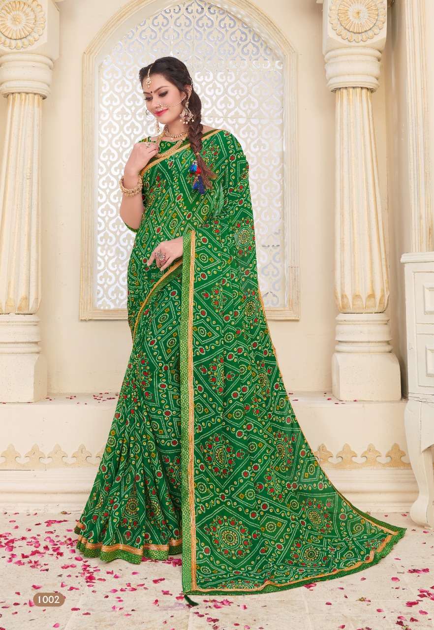 BINDIYA BY KODAS 1001 TO 1010 SERIES INDIAN TRADITIONAL WEAR COLLECTION BEAUTIFUL STYLISH FANCY COLORFUL PARTY WEAR & OCCASIONAL WEAR RENNIAL PRINTED SAREES AT WHOLESALE PRICE