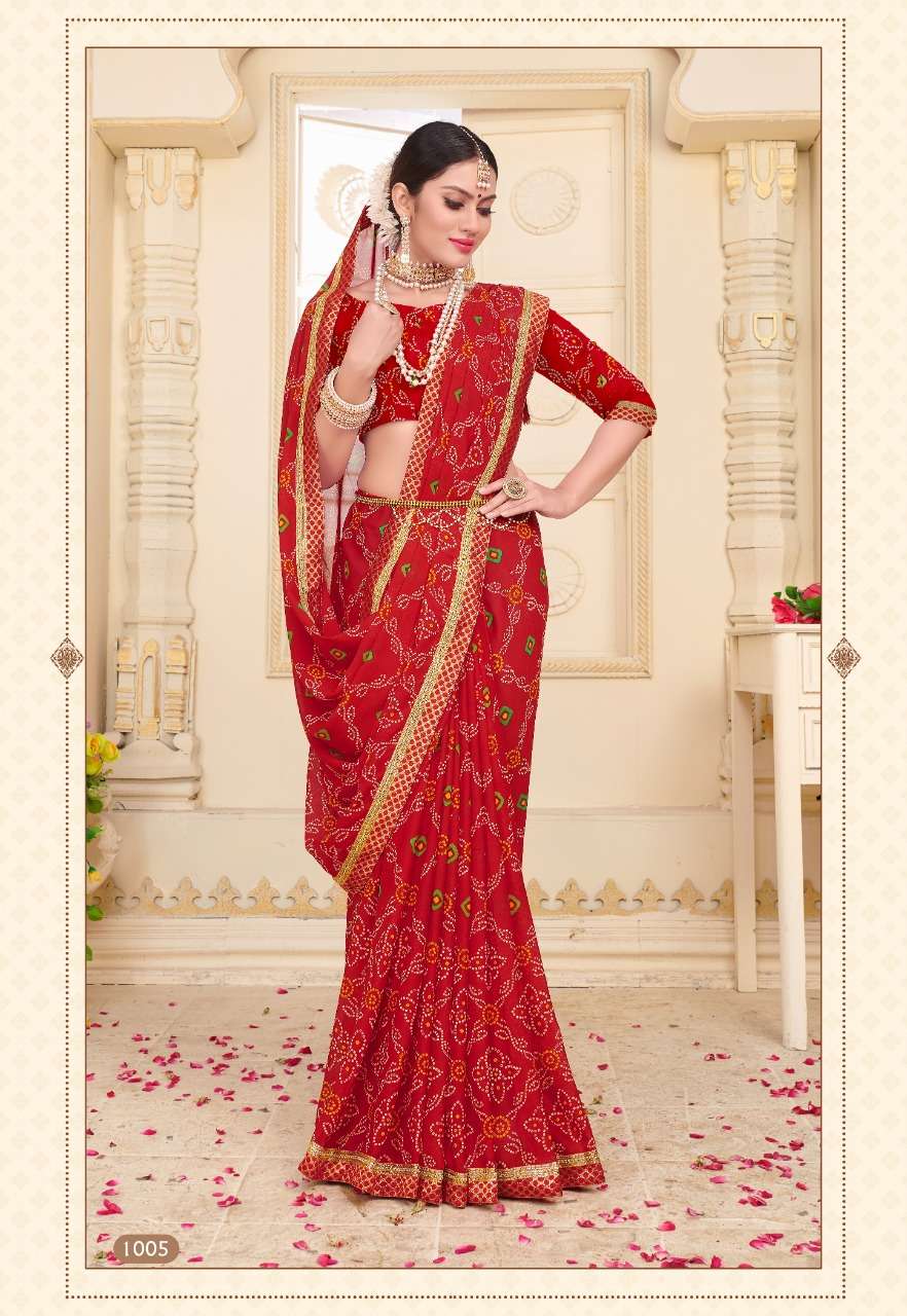 BINDIYA BY KODAS 1001 TO 1010 SERIES INDIAN TRADITIONAL WEAR COLLECTION BEAUTIFUL STYLISH FANCY COLORFUL PARTY WEAR & OCCASIONAL WEAR RENNIAL PRINTED SAREES AT WHOLESALE PRICE