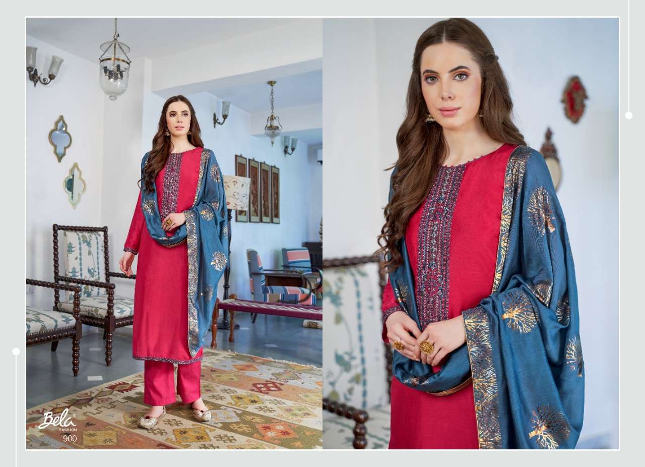SWARNA BY BELA FASHION 900 TO 908 SERIES BEAUTIFUL SUITS STYLISH FANCY COLORFUL PARTY WEAR & OCCASIONAL WEAR COTTON SILK EMBORIDERY DRESSES AT WHOLESALE PRICE