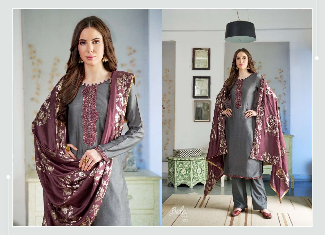 SWARNA BY BELA FASHION 900 TO 908 SERIES BEAUTIFUL SUITS STYLISH FANCY COLORFUL PARTY WEAR & OCCASIONAL WEAR COTTON SILK EMBORIDERY DRESSES AT WHOLESALE PRICE