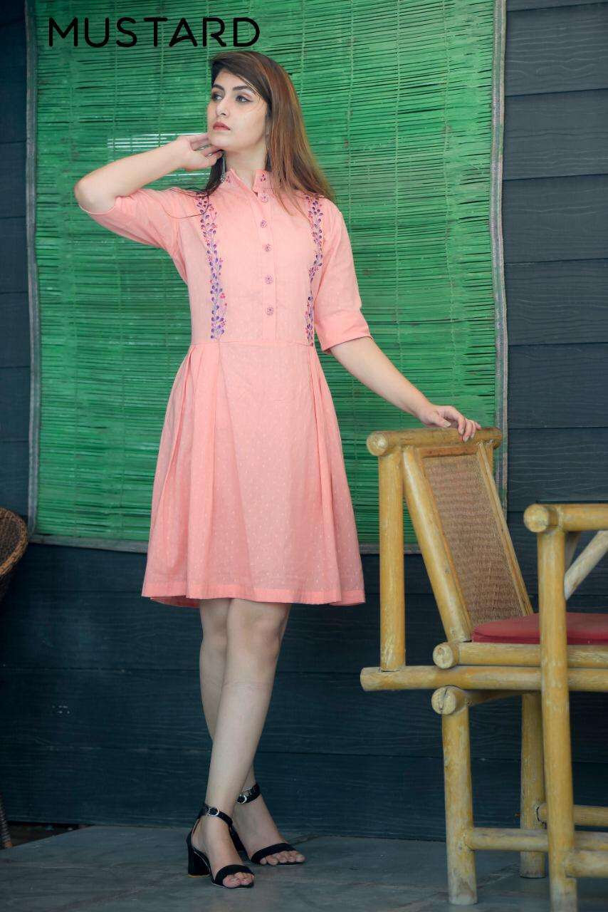 MUSTARD COTTON KURTI BY MUSTARD 01 TO 06 SERIES BEAUTIFUL STYLISH COLORFUL FANCY PARTY WEAR & ETHNIC WEAR & READY TO WEAR COTTON BUTTI FABRIC KURTIS AT WHOLESALE PRICE