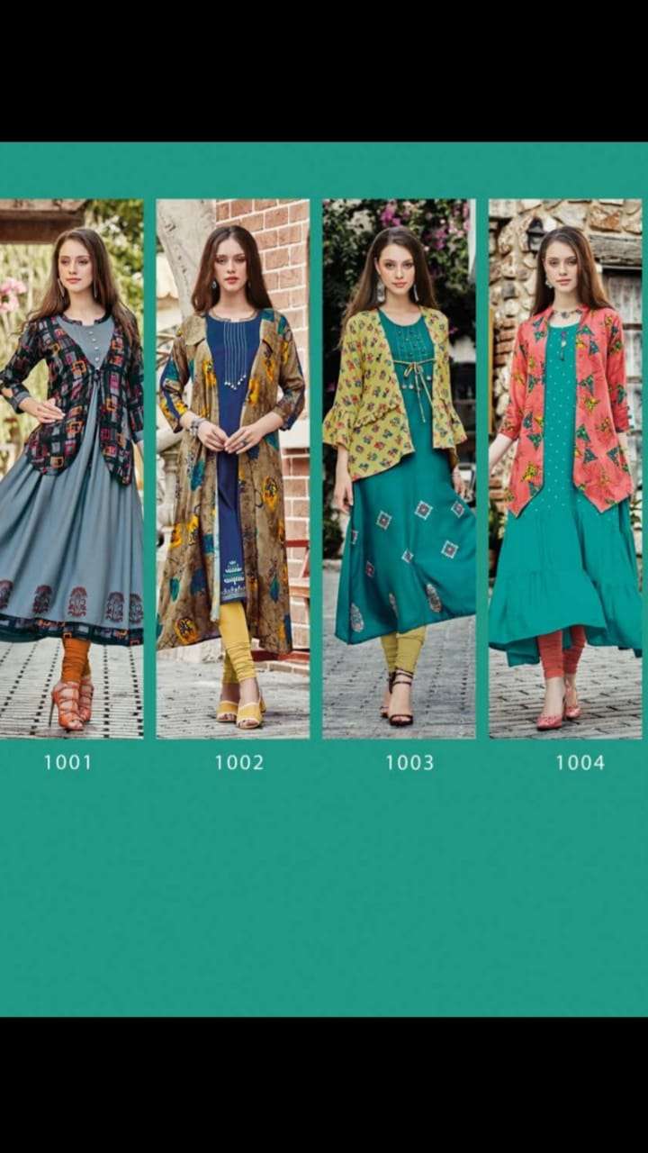 FEBRICA  VOL-1 BY DIKSHA FASHION 1001 TO 1008 SERIES DESIGNER BEAUTIFUL STYLISH FANCY COLORFUL CASUAL WEAR & ETHNIC WEAR 14 KLG RAYON PRINTED KURTIS AT WHOLESALE PRICE