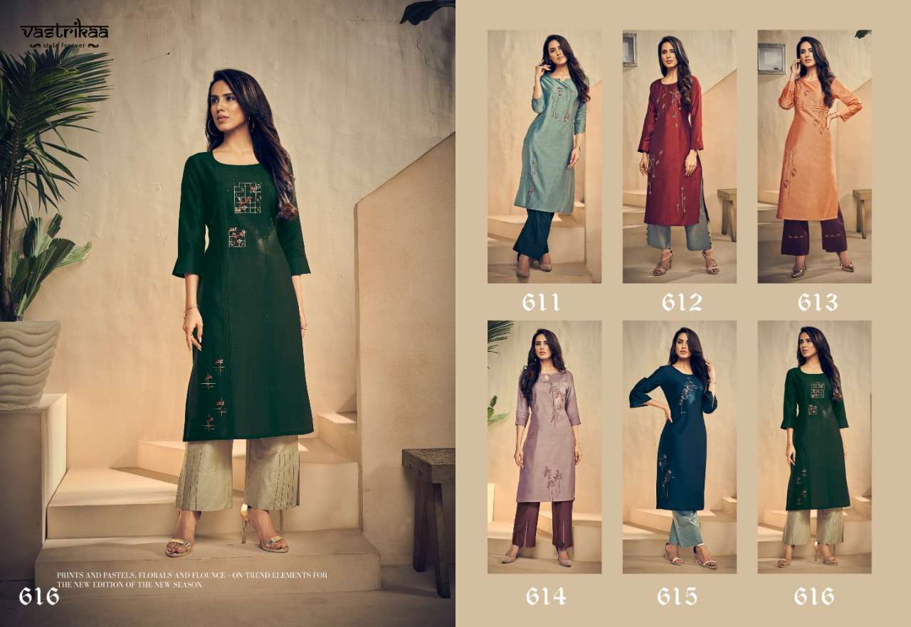 MAJESTY  VOL-2 BY VASTRIKAA 611 TO 616 SERIES DESIGNER BEAUTIFUL STYLISH FANCY COLORFUL CASUAL WEAR & ETHNIC WEAR HANDLOOM CHANDERI SILK WITH TWO TONE KURTIS AT WHOLESALE PRICE