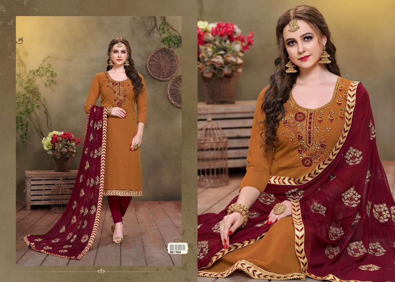 GUN GUN BY UTSAV SUITS 1101 TO 1106 SERIES INDIAN TRADITIONAL WEAR COLLECTION BEAUTIFUL STYLISH FANCY COLORFUL PARTY WEAR & OCCASIONAL WEAR PURE GEORGETTE WITH HANDWORK DRESSES AT WHOLESALE PRICE