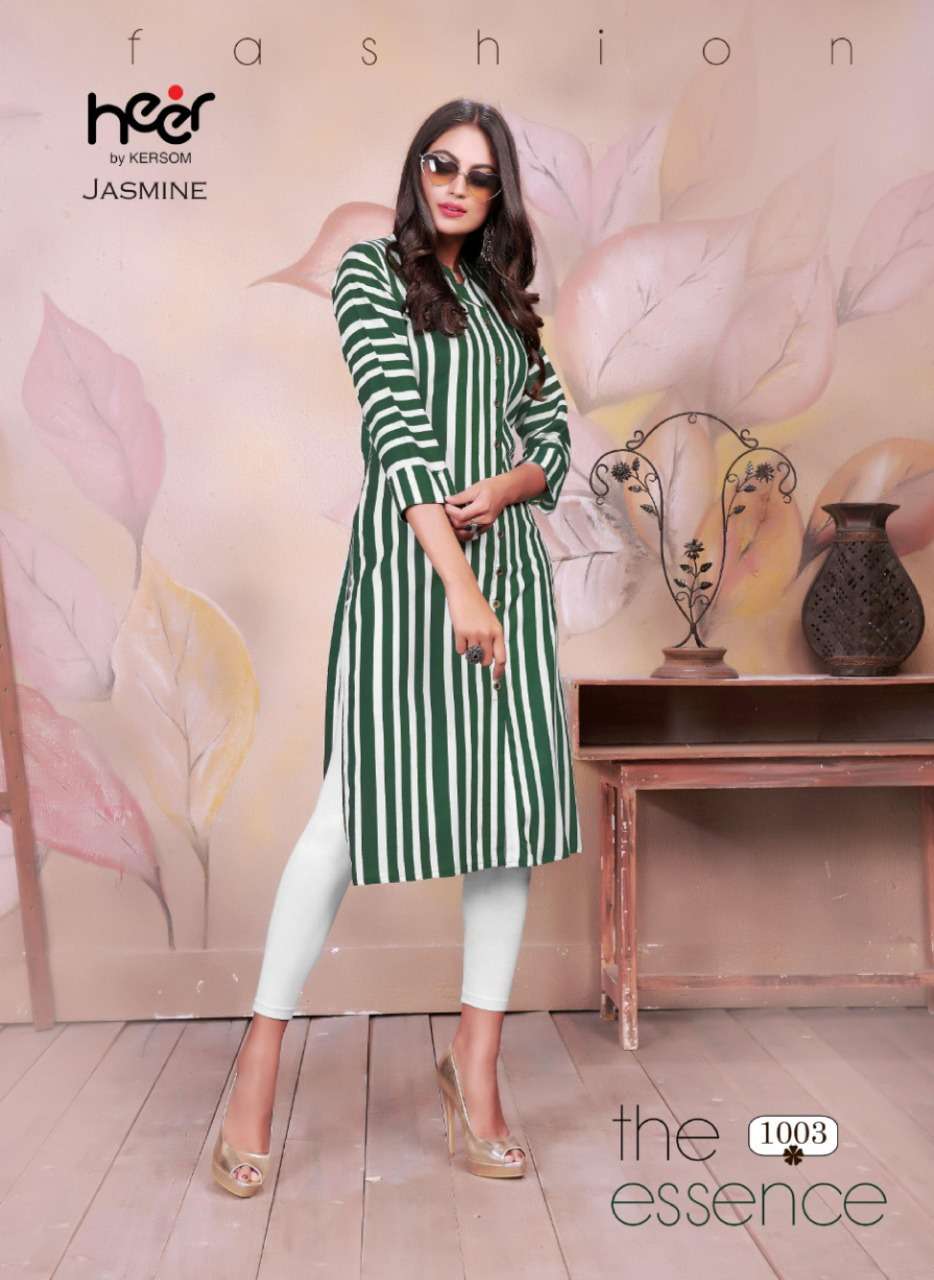 JASMINE BY HEER 1001 TO 1006 SERIES DESIGNER BEAUTIFUL STYLISH FANCY COLORFUL CASUAL WEAR & ETHNIC WEAR HEAVY RAYON LINING KURTIS AT WHOLESALE PRICE