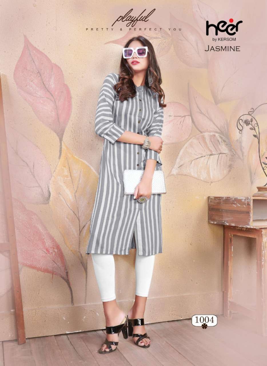 JASMINE BY HEER 1001 TO 1006 SERIES DESIGNER BEAUTIFUL STYLISH FANCY COLORFUL CASUAL WEAR & ETHNIC WEAR HEAVY RAYON LINING KURTIS AT WHOLESALE PRICE