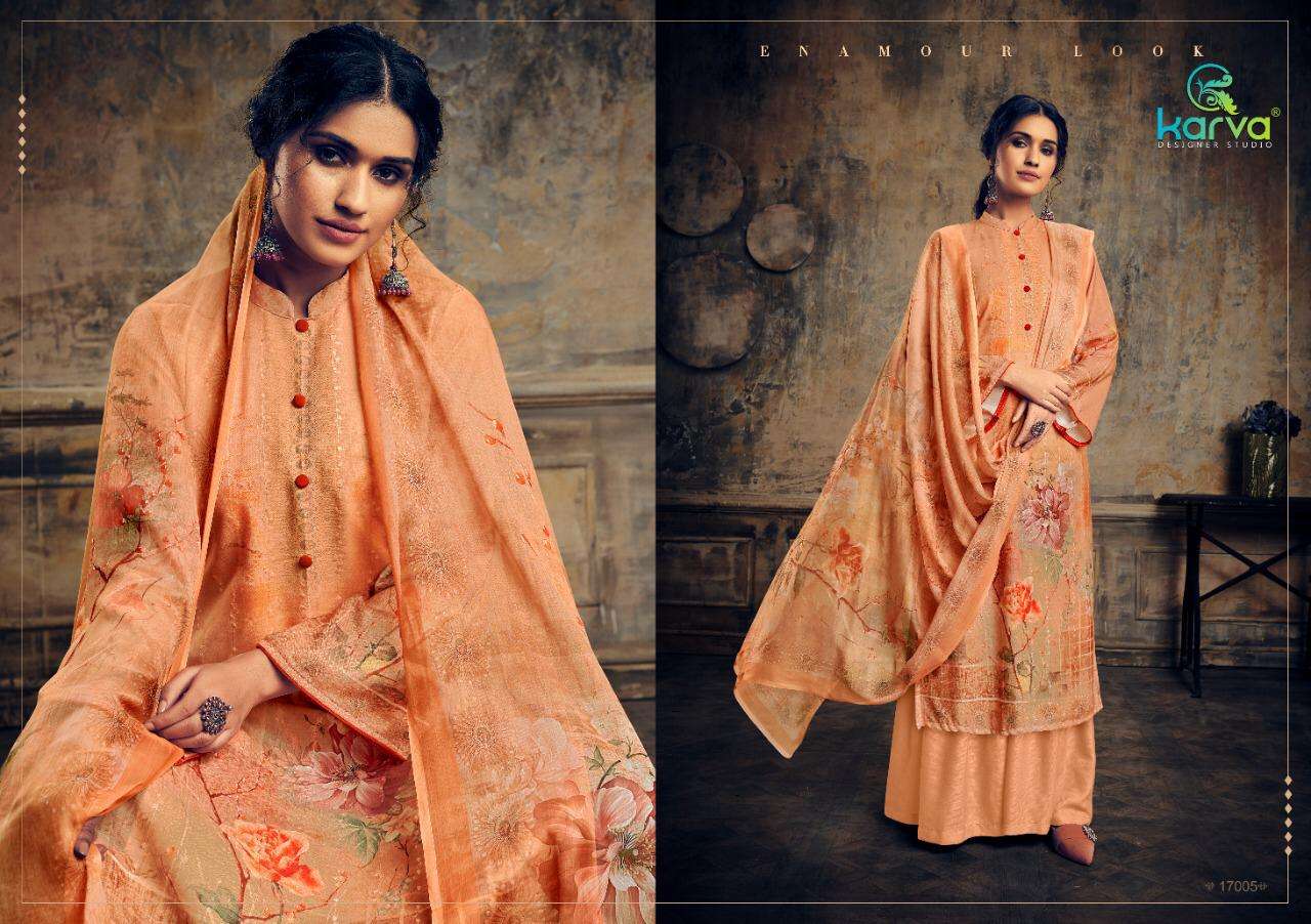SHEHNAAZ BY KARVA DESIGNER STUDIO 17001 TO 17007 SERIES DESIGNER SHARARA SUITS BEAUTIFUL STYLISH FANCY COLORFUL PARTY WEAR & ETHNIC WEAR  PASHMINA  EMBROIDERY WITH DIGITAL PRINT DRESSES AT WHOLESALE PRICE
