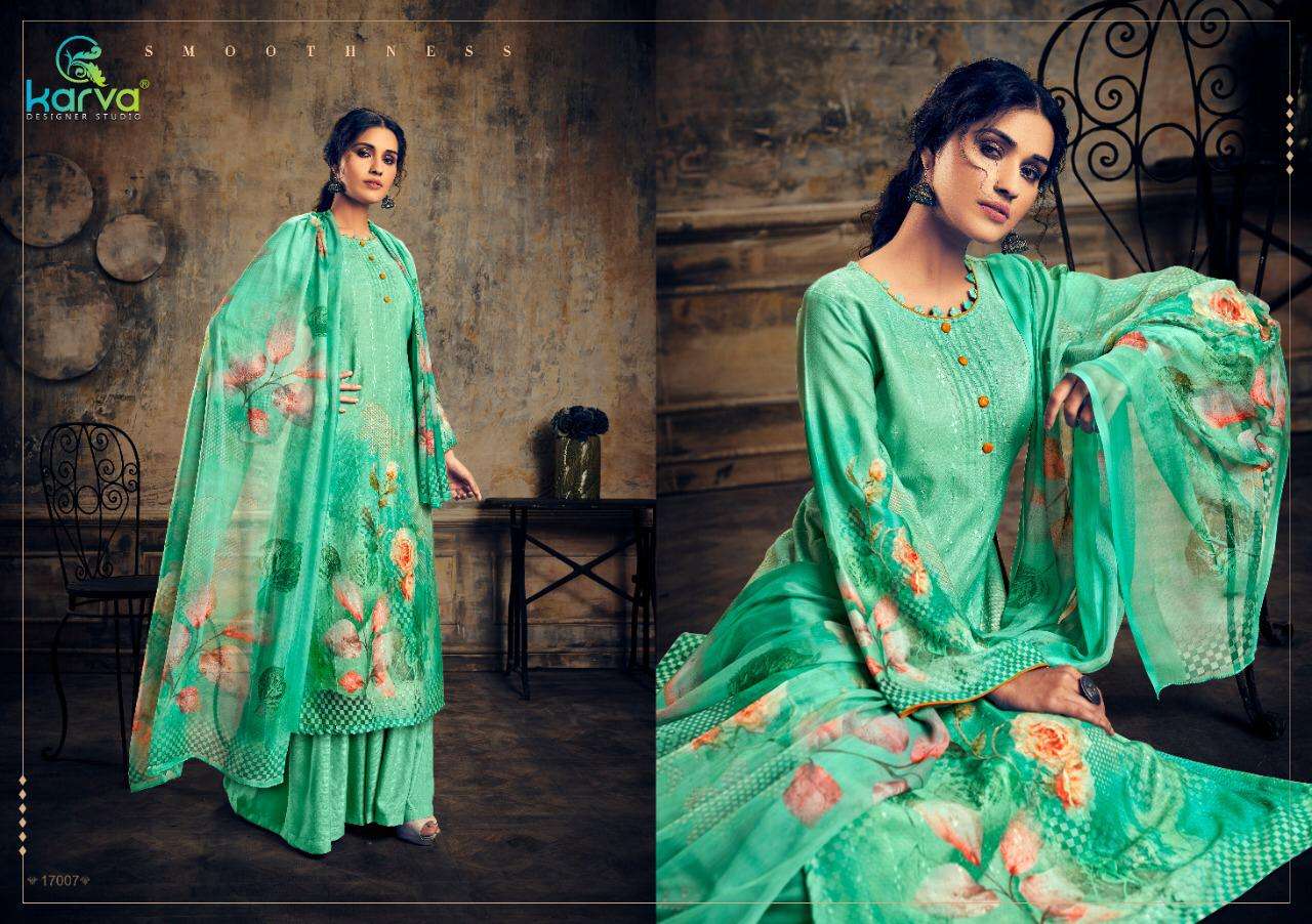 SHEHNAAZ BY KARVA DESIGNER STUDIO 17001 TO 17007 SERIES DESIGNER SHARARA SUITS BEAUTIFUL STYLISH FANCY COLORFUL PARTY WEAR & ETHNIC WEAR  PASHMINA  EMBROIDERY WITH DIGITAL PRINT DRESSES AT WHOLESALE PRICE