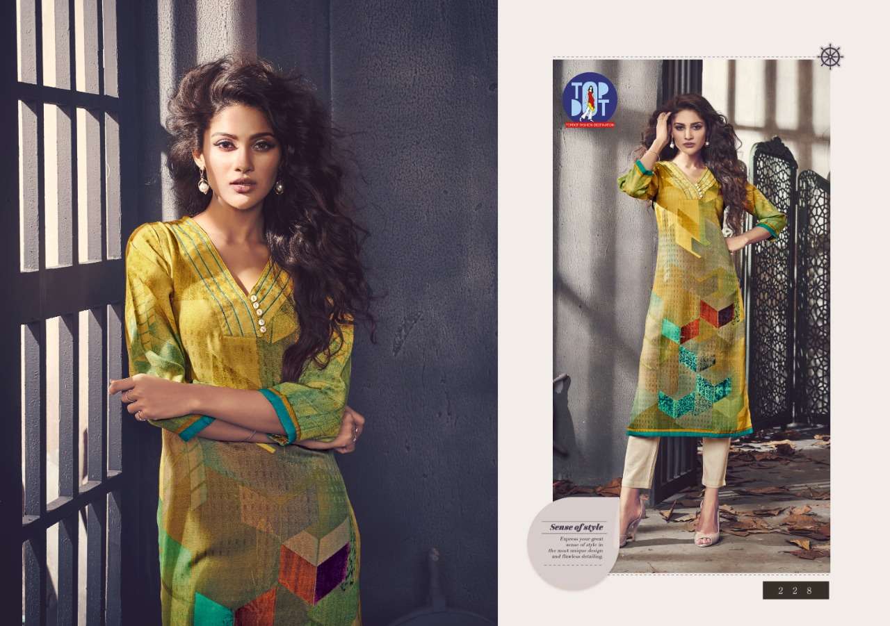 PASHMINA BY TOP DOT 221 TO 230 SERIES BEAUTIFUL STYLISH COLORFUL FANCY PARTY WEAR & ETHNIC WEAR & READY TO WEAR FAUX PASHMINA PRINTED KURTIS AT WHOLESALE PRICE