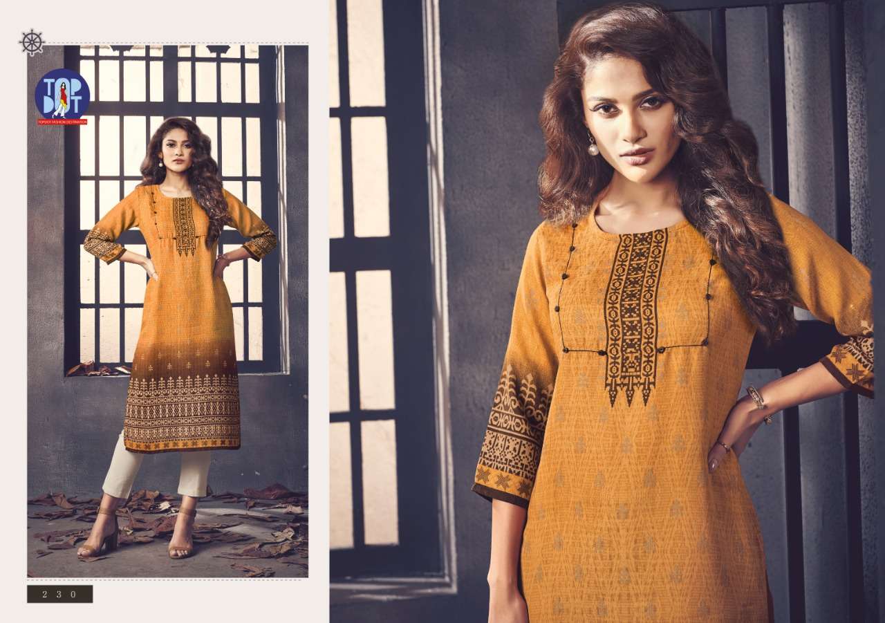 PASHMINA BY TOP DOT 221 TO 230 SERIES BEAUTIFUL STYLISH COLORFUL FANCY PARTY WEAR & ETHNIC WEAR & READY TO WEAR FAUX PASHMINA PRINTED KURTIS AT WHOLESALE PRICE
