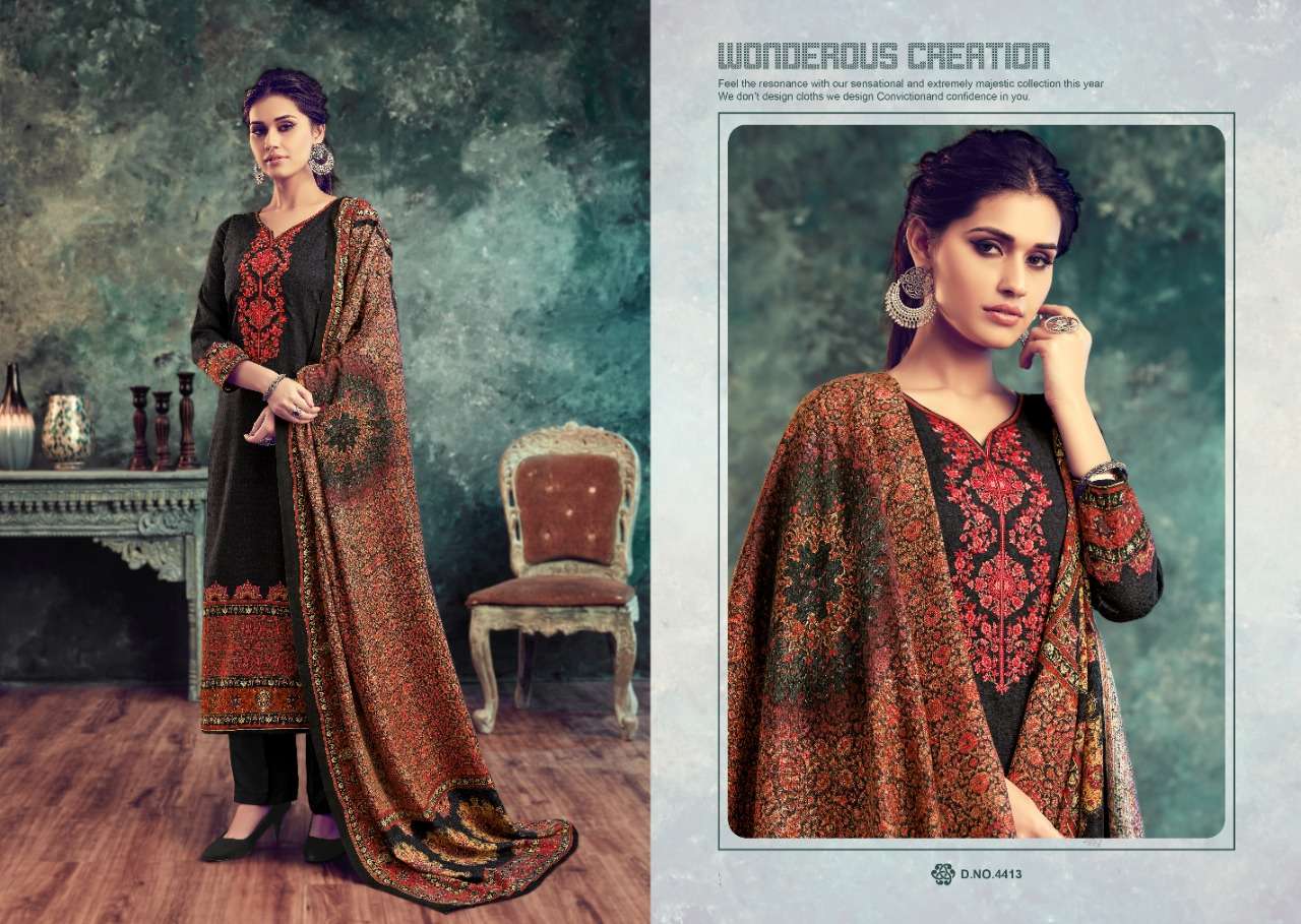 PAKIZA BY LEVISHA 4413 TO 4420 SERIES SHARARA SUITS STYLISH BEAUTIFUL COLOURFUL PRINTED & EMBROIDERED PARTY WEAR & OCCASIONAL WEAR PASHMINA PRINTED WITH EMBROIDERY DRESSES AT WHOLESALE PRICE