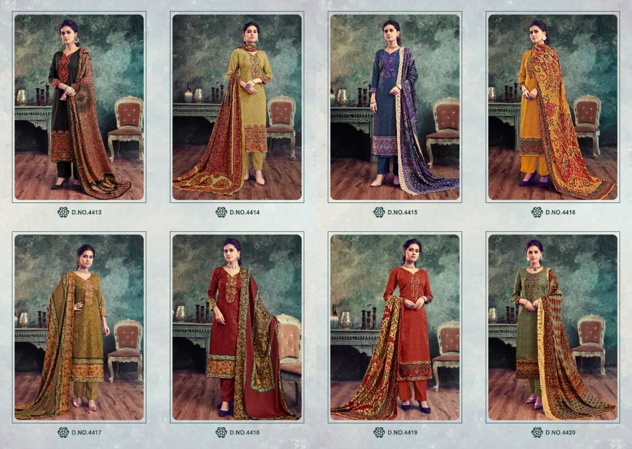 PAKIZA BY LEVISHA 4413 TO 4420 SERIES SHARARA SUITS STYLISH BEAUTIFUL COLOURFUL PRINTED & EMBROIDERED PARTY WEAR & OCCASIONAL WEAR PASHMINA PRINTED WITH EMBROIDERY DRESSES AT WHOLESALE PRICE