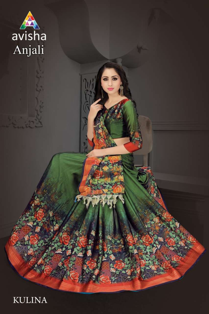 ANJALI BY AVISHA 01 TO 05 SERIES INDIAN BEAUTIFUL TRADITIONAL WEAR COLLECTION COLORFUL STYLISH FANCY PARTY WEAR & OCCASIONAL WEAR HANDLOOM COTTON SILK  SAREES AT WHOLESALE PRICE