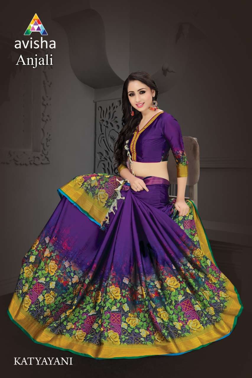 ANJALI BY AVISHA 01 TO 05 SERIES INDIAN BEAUTIFUL TRADITIONAL WEAR COLLECTION COLORFUL STYLISH FANCY PARTY WEAR & OCCASIONAL WEAR HANDLOOM COTTON SILK  SAREES AT WHOLESALE PRICE