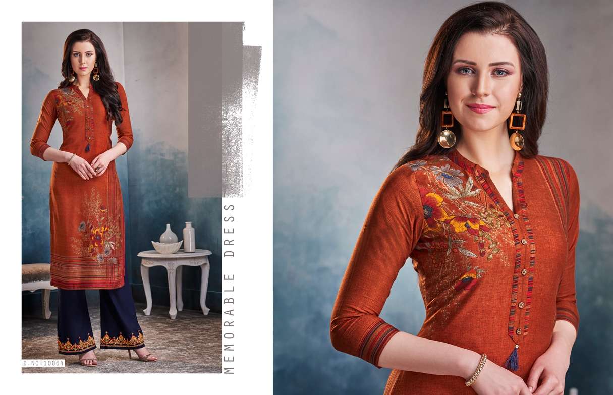 CHAMBOR VOL-8 BY KAJREE FASHION 10061 TO 10072 SERIES STYLISH FANCY BEAUTIFUL COLORFUL CASUAL WEAR & ETHNIC WEAR RAYON PRINTED KURTIS WITH BOTTOM AT WHOLESALE PRICE