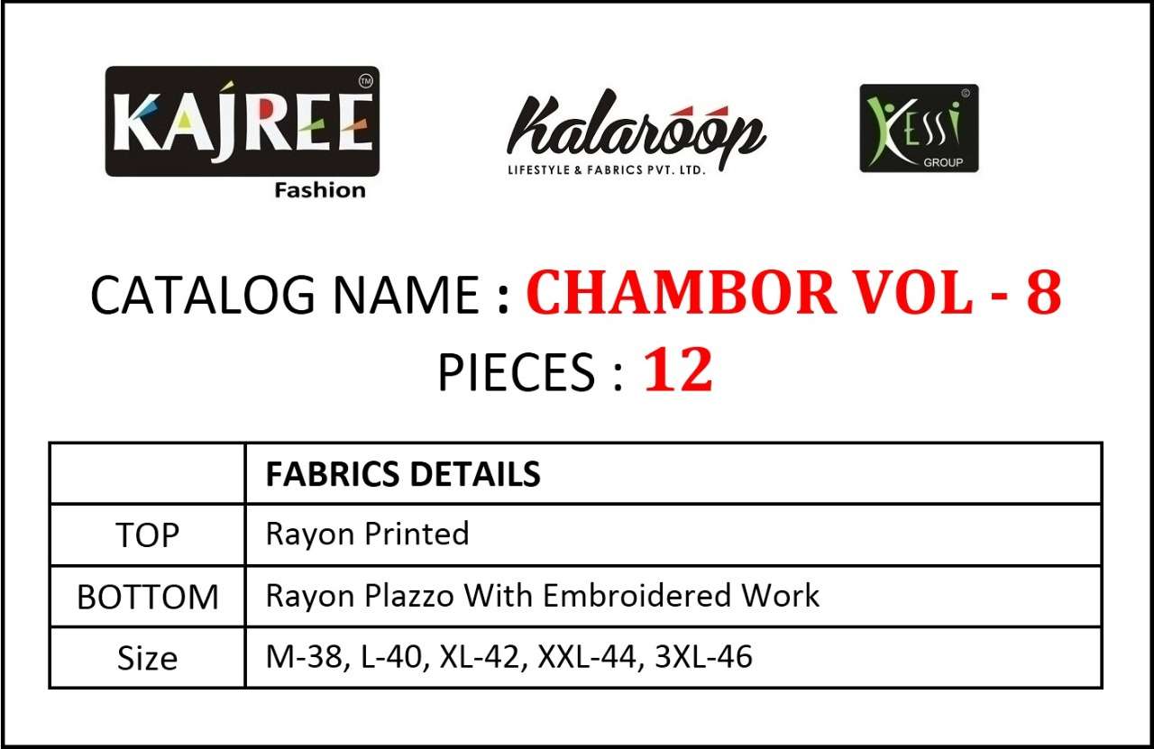 CHAMBOR VOL-8 BY KAJREE FASHION 10061 TO 10072 SERIES STYLISH FANCY BEAUTIFUL COLORFUL CASUAL WEAR & ETHNIC WEAR RAYON PRINTED KURTIS WITH BOTTOM AT WHOLESALE PRICE