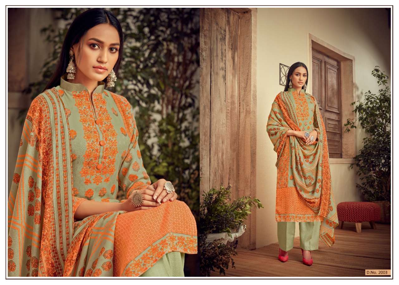 MAHE NOOR BY SUMYRA 2001 TO 2010 SERIES BEAUTIFUL SUITS STYLISH FANCY COLORFUL PARTY WEAR & OCCASIONAL WEAR PURE PASHMINA BUTTI PRINT DRESSES AT WHOLESALE PRICE