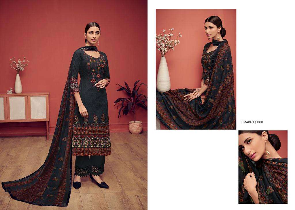 UMARAO BY HOUSE OF LAWN 1001 TO 1010 SERIES BEAUTIFUL STYLISH SHARARA SUITS FANCY COLORFUL CASUAL WEAR & ETHNIC WEAR & READY TO WEAR PURE JAM SATIN PRINTED WITH EMBROIDERY DRESSES AT WHOLESALE PRICE