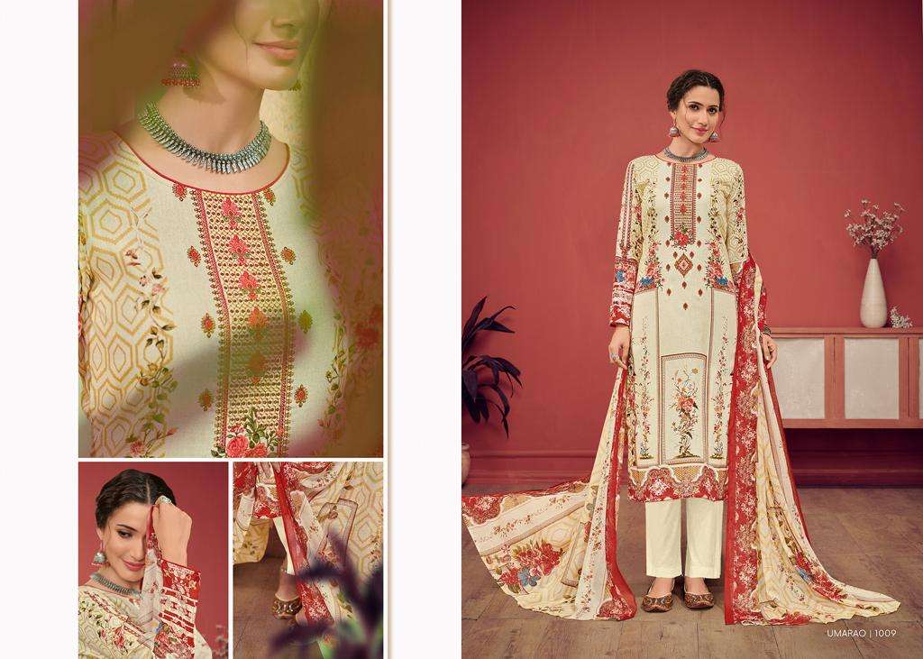 UMARAO BY HOUSE OF LAWN 1001 TO 1010 SERIES BEAUTIFUL STYLISH SHARARA SUITS FANCY COLORFUL CASUAL WEAR & ETHNIC WEAR & READY TO WEAR PURE JAM SATIN PRINTED WITH EMBROIDERY DRESSES AT WHOLESALE PRICE