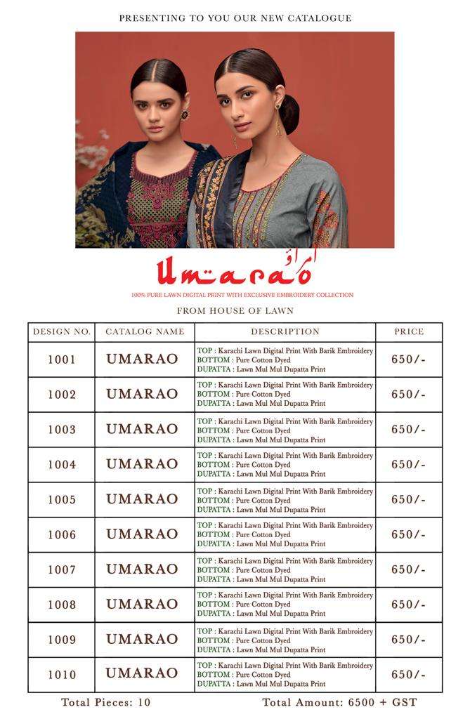UMARAO BY HOUSE OF LAWN 1001 TO 1010 SERIES BEAUTIFUL STYLISH SHARARA SUITS FANCY COLORFUL CASUAL WEAR & ETHNIC WEAR & READY TO WEAR PURE JAM SATIN PRINTED WITH EMBROIDERY DRESSES AT WHOLESALE PRICE