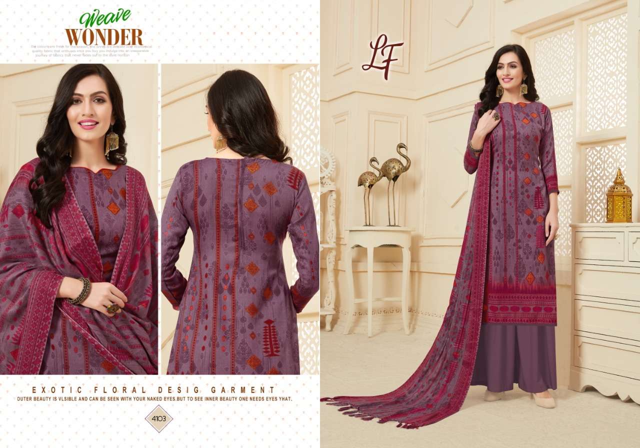 HEENA VOL-41 BY LAVLI FASHION 4101 TO 4106 SERIES BEAUTIFUL STYLISH SHARARA SUITS FANCY COLORFUL CASUAL WEAR & ETHNIC WEAR & READY TO WEAR PURE PASHMINA PRINTED DRESSES AT WHOLESALE PRICE