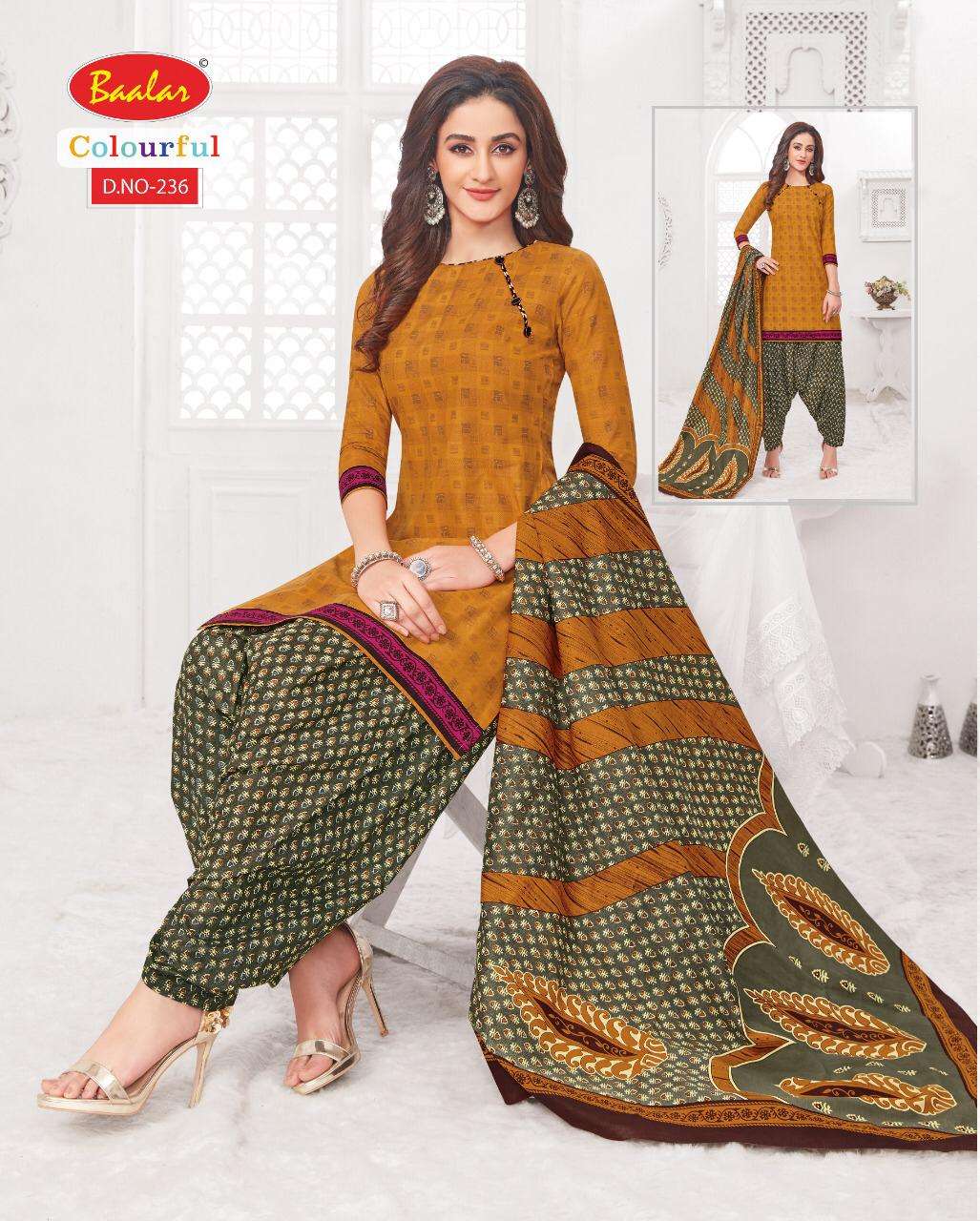 COLOURFUL VOL-2 BY BAALAR 225 TO 244 SERIES BEAUTIFUL PATIYALA SUITS STYLISH FANCY COLORFUL PARTY WEAR & OCCASIONAL WEAR PURE COTTON PRINT DRESSES AT WHOLESALE PRICE