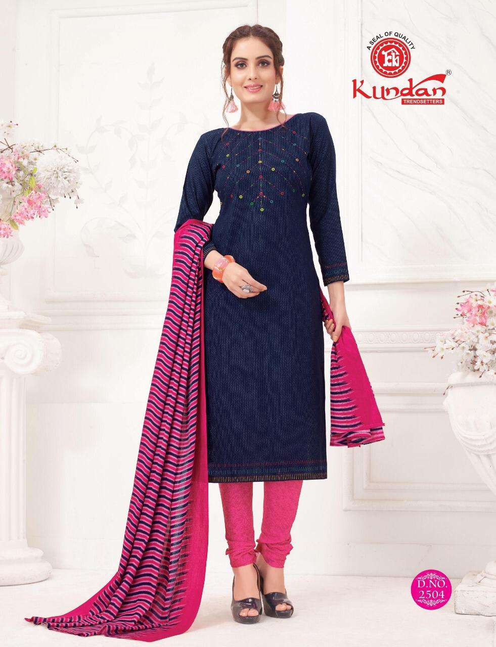 K4U VOL-25 BY KUNDAN 2501 TO 2525 SERIES BEAUTIFUL SUITS STYLISH FANCY COLORFUL PARTY WEAR & OCCASIONAL WEAR PURE COTTON PRINT DRESSES AT WHOLESALE PRICE