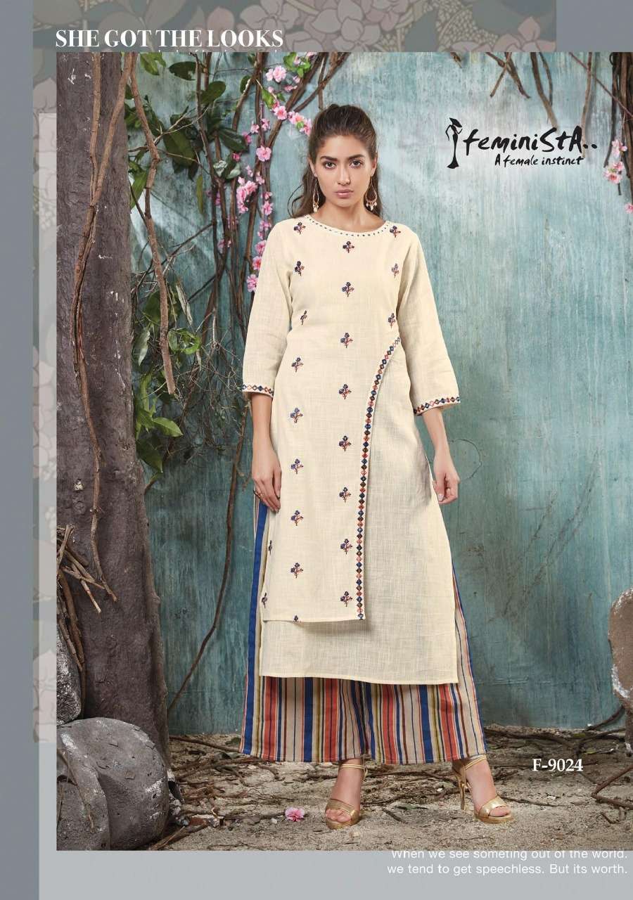 HASHTAG VOL-3 BY FEMINITSA 5021 TO 5027 SERIES BEAUTIFUL STYLISH FANCY COLORFUL CASUAL WEAR & ETHNIC WEAR & READY TO WEAR RAYON/IKKAT/COTTON FLEX/CAMBRIC KURTIS WITH BOTTOM AT WHOLESALE PRICE