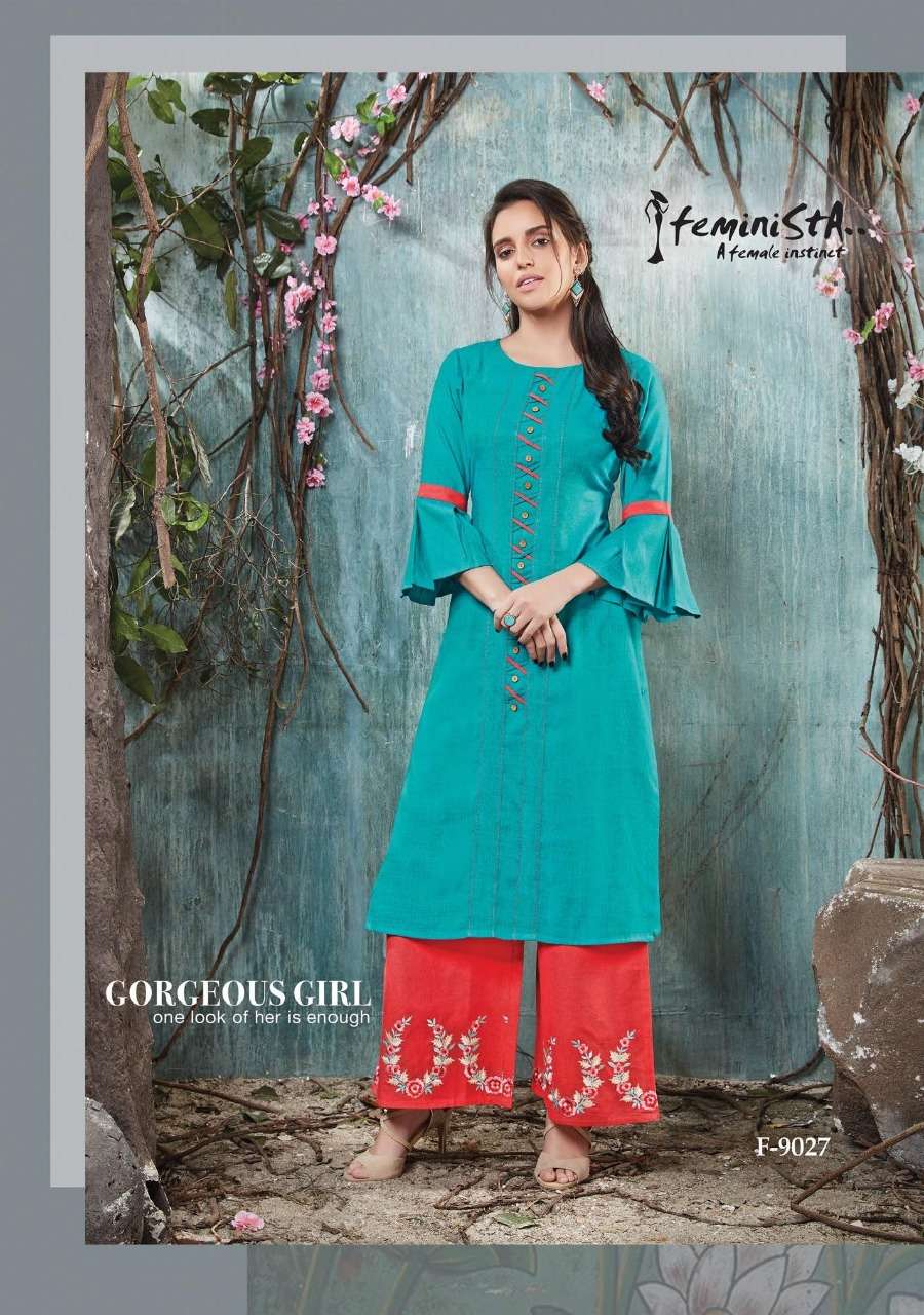 HASHTAG VOL-3 BY FEMINITSA 5021 TO 5027 SERIES BEAUTIFUL STYLISH FANCY COLORFUL CASUAL WEAR & ETHNIC WEAR & READY TO WEAR RAYON/IKKAT/COTTON FLEX/CAMBRIC KURTIS WITH BOTTOM AT WHOLESALE PRICE