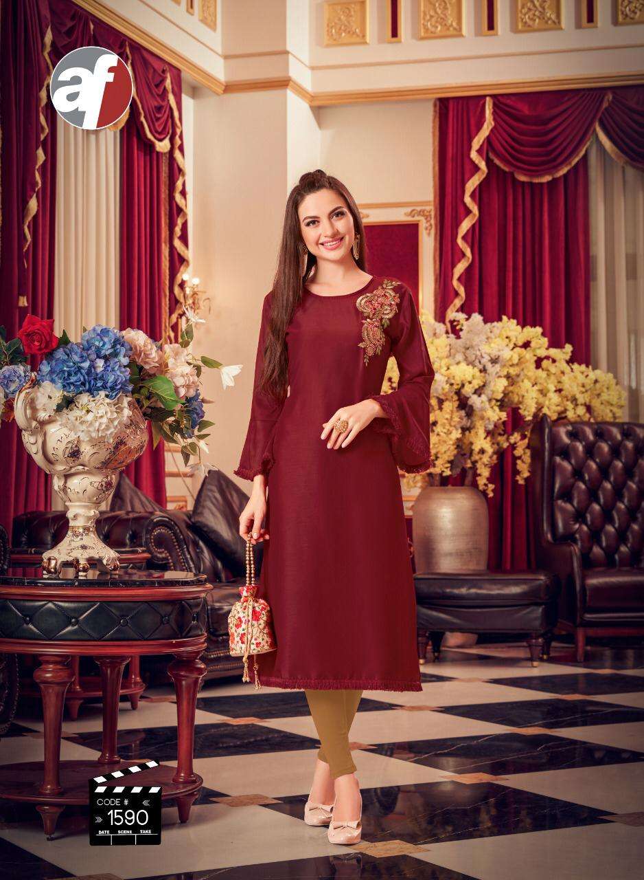 FASHION PLUS BY A.F. 1088 TO 1093 SERIES BEAUTIFUL COLORFUL STYLISH FANCY CASUAL WEAR & ETHNIC WEAR & READY TO WEAR MUSLIN KURTIS AT WHOLESALE PRICE