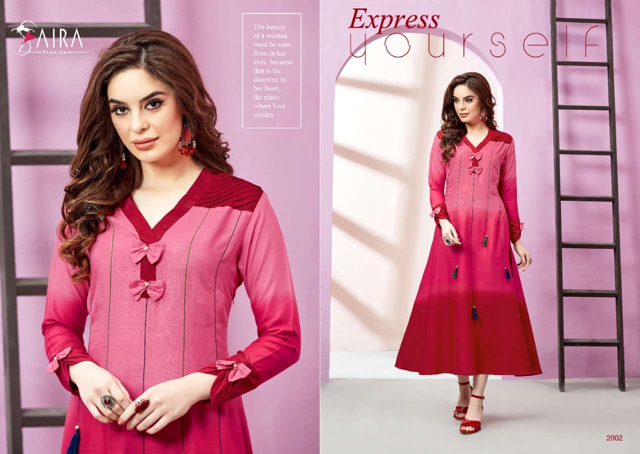 SAIRA VOL-2 BY RAM FASHION  2001 TO 2006 SERIES BEAUTIFUL COLORFUL STYLISH FANCY CASUAL WEAR & ETHNIC WEAR & READY TO WEAR RAYON SLUB WITH SHADED EMBROIDERY  KURTIS AT WHOLESALE PRICE