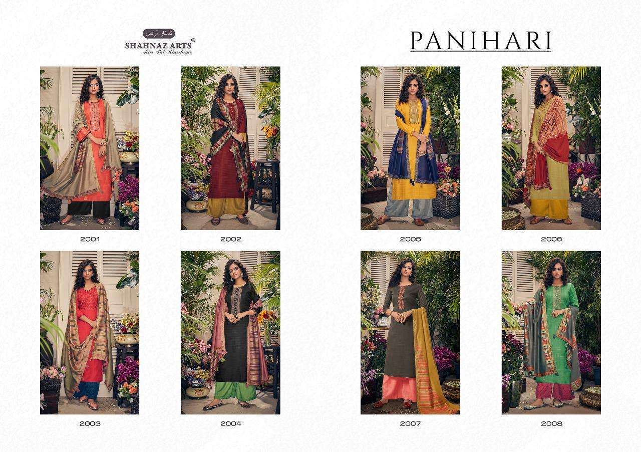 PANIHARI BY SHAHNAZ ARTS 2001 TO 2008 SERIES DESIGNER FESTIVE PAKISTANI SUITS COLLECTION BEAUTIFUL STYLISH FANCY COLORFUL PARTY WEAR & OCCASIONAL WEAR HEAVY PASHMINA PRINT WITH EMBROIDERED DRESSES AT WHOLESALE PRICE