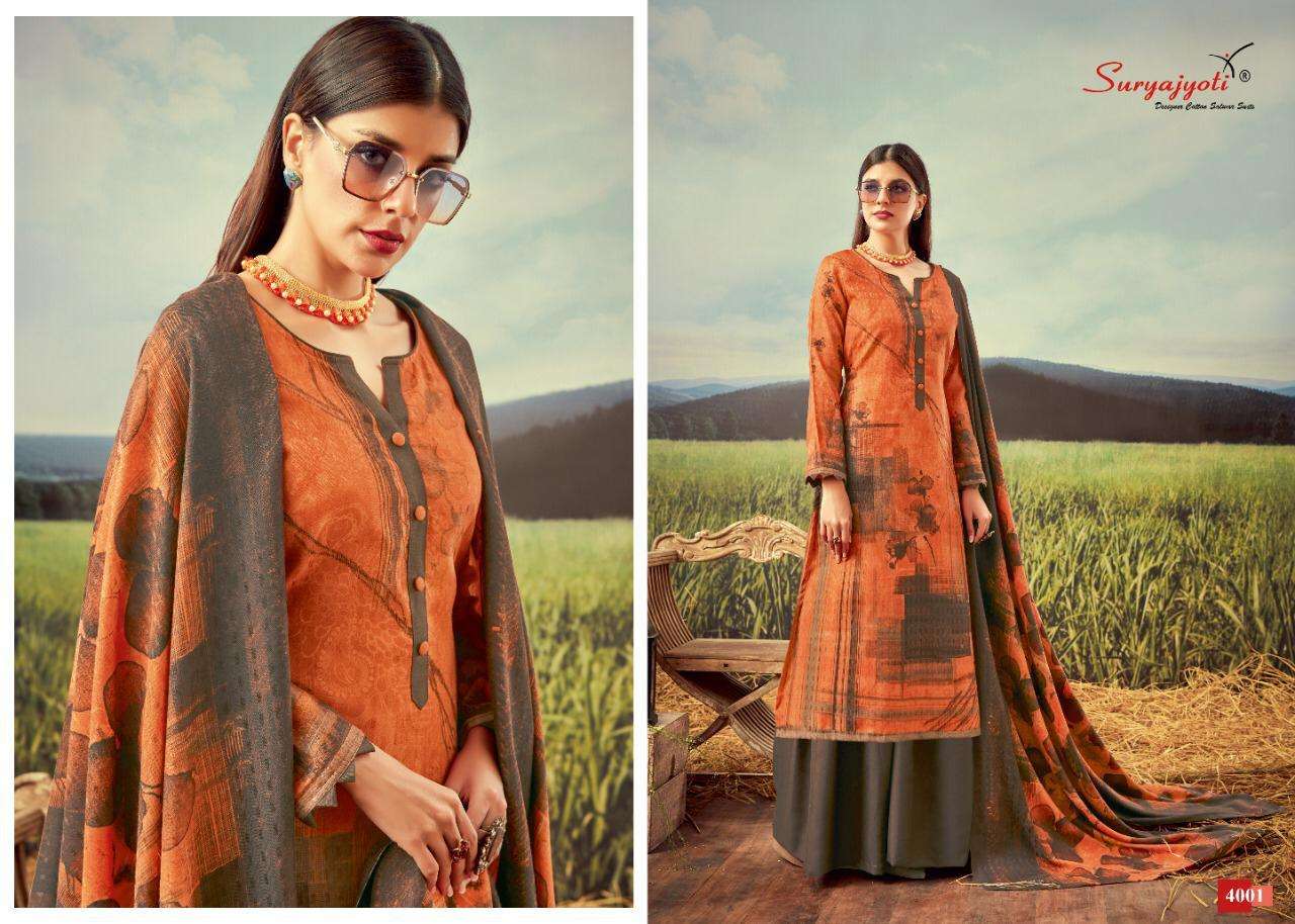 GURLEEN VOL-4 BY SURYAJYOTI 4001 TO 4010 SERIES BEAUTIFUL SUITS STYLISH FANCY COLORFUL CASUAL WEAR & ETHNIC WEAR PASHMINA DOBBY PRINTED DRESSES AT WHOLESALE PRICE