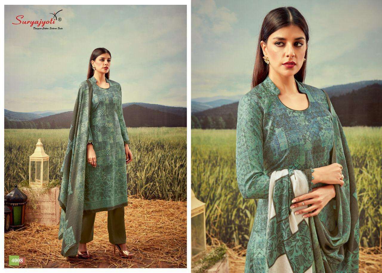 GURLEEN VOL-4 BY SURYAJYOTI 4001 TO 4010 SERIES BEAUTIFUL SUITS STYLISH FANCY COLORFUL CASUAL WEAR & ETHNIC WEAR PASHMINA DOBBY PRINTED DRESSES AT WHOLESALE PRICE
