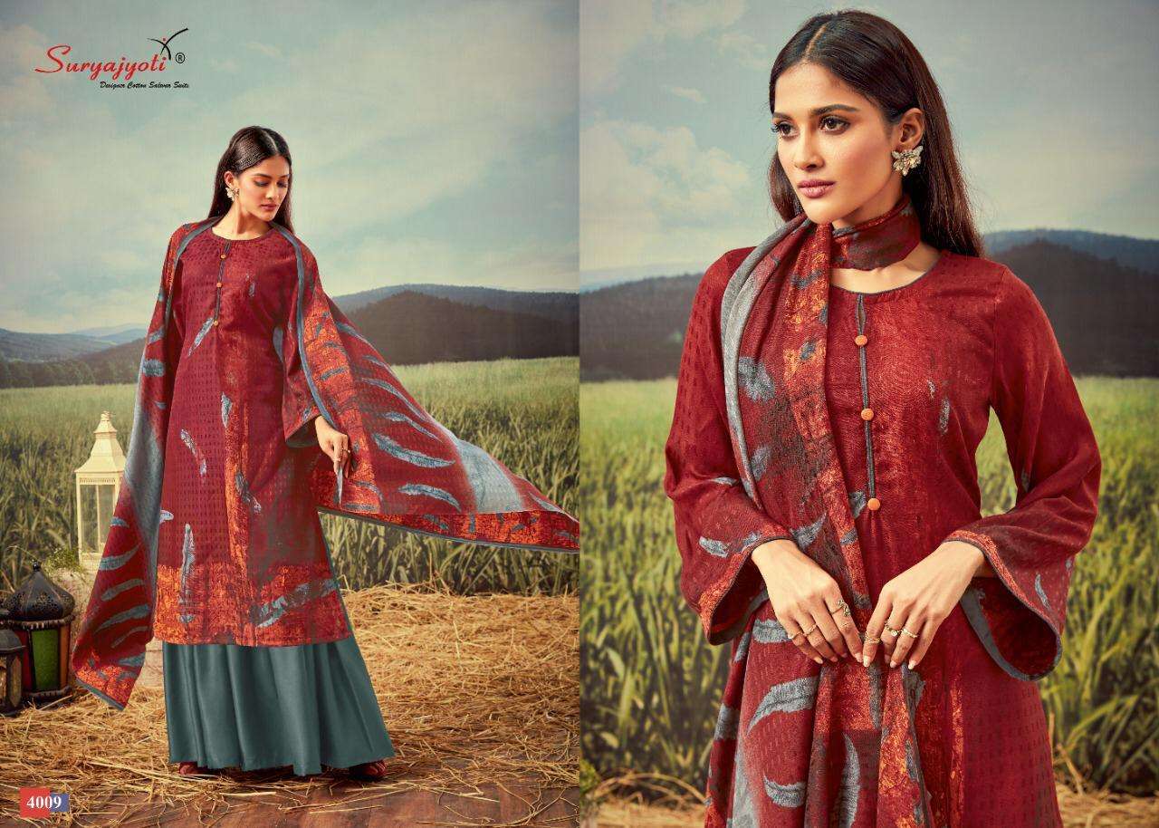 GURLEEN VOL-4 BY SURYAJYOTI 4001 TO 4010 SERIES BEAUTIFUL SUITS STYLISH FANCY COLORFUL CASUAL WEAR & ETHNIC WEAR PASHMINA DOBBY PRINTED DRESSES AT WHOLESALE PRICE