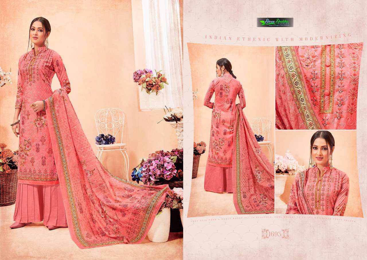 SHALIKA VOL-40 BY SHALIKA- FASHION 1691 TO 1696 DESIGNER COLLECTION SHARARA SUITS BEAUTIFUL STYLISH FANCY COLORFUL PARTY WEAR & OCCASIONAL WEAR PURE COTTON SATIN DIGITAL PRINTED DRESSES AT WHOLESALE PRICE