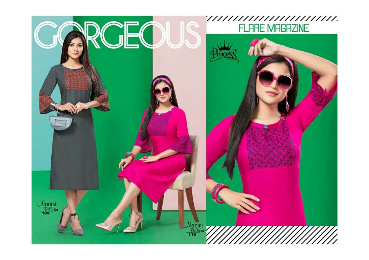 NAOMI BELLY BY PRINCESS 101 TO 112 SERIES BEAUTIFUL COLORFUL STYLISH FANCY CASUAL WEAR & ETHNIC WEAR & READY TO WEAR SLUB RAYON  KURTIS AT WHOLESALE PRICE