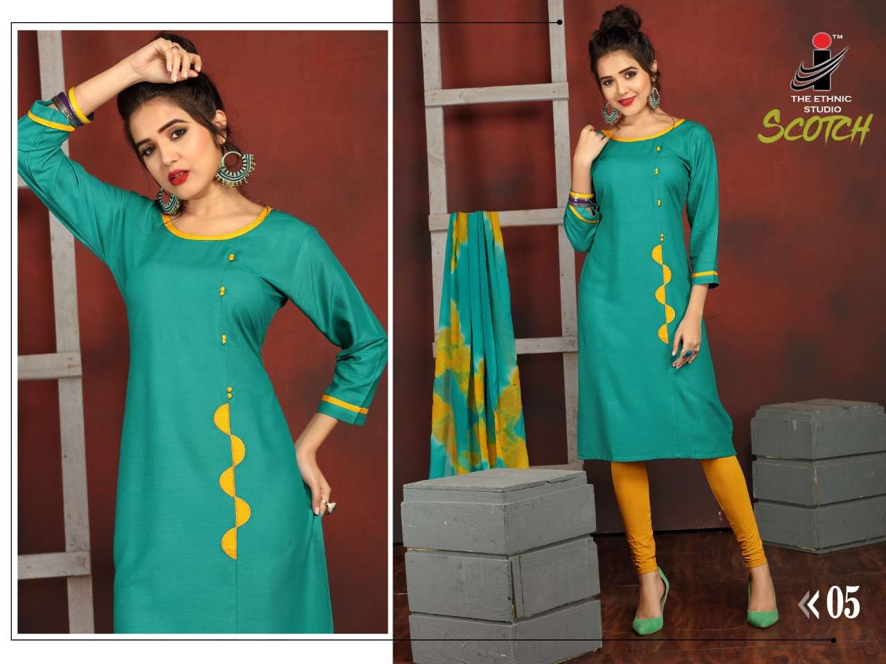 SCOTCH BY THE ETHNIC STUDIO 01 TO 08 SERIES BEAUTIFUL SUITS STYLISH FANCY COLORFUL PARTY WEAR & OCCASIONAL WEAR HEAY RAYON  DRESSES AT WHOLESALE PRICE