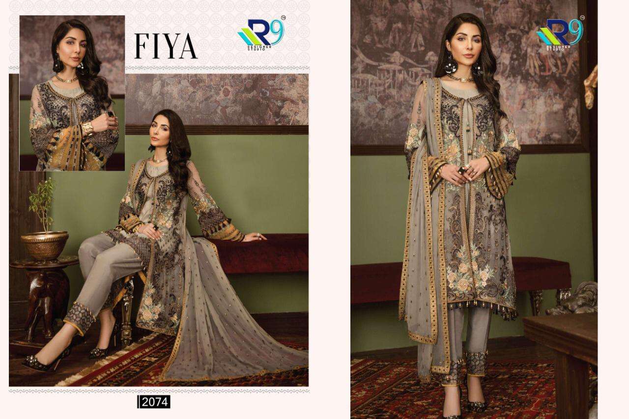 FIYA BY R9 2071 TO 2076 SERIES PAKISTANI SUITS BEAUTIFUL FANCY COLORFUL STYLISH PARTY WEAR & OCCASIONAL WEAR FAUX GEORGETTE PRINTED WITH EMBROIDERY DRESSES AT WHOLESALE PRICE