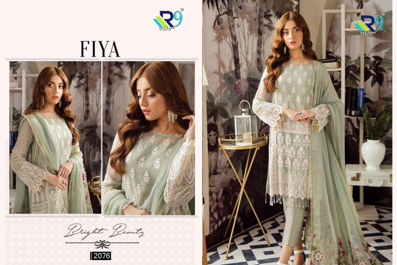 FIYA BY R9 2071 TO 2076 SERIES PAKISTANI SUITS BEAUTIFUL FANCY COLORFUL STYLISH PARTY WEAR & OCCASIONAL WEAR FAUX GEORGETTE PRINTED WITH EMBROIDERY DRESSES AT WHOLESALE PRICE