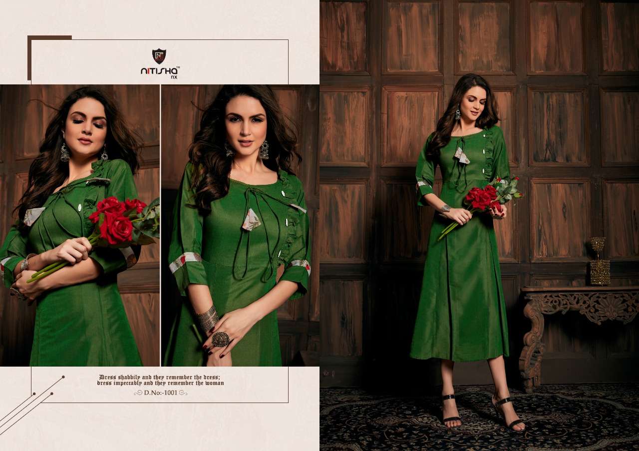 THAI SILK BY NITISHA NX 1001 TO 1005 SERIES BEAUTIFUL STYLISH FANCY COLORFUL CASUAL WEAR & ETHNIC WEAR & READY TO WEAR BANARASI SILK KURTI AT WHOLESALE PRICE