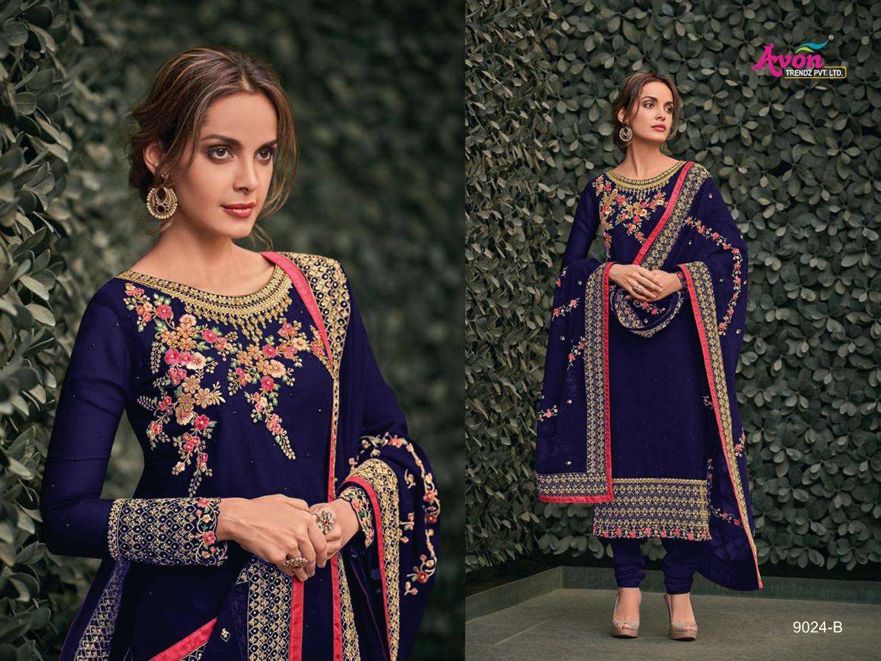 AVON 9024 COLOURS BY AVON 9024-A TO 9024-D SERIES DESIGNER BEAUTIFUL COLORFUL WEDDING COLLECTION PARTY WEAR & OCCASIONAL WEAR GEORGETTE DRESSES AT WHOLESALE PRICE