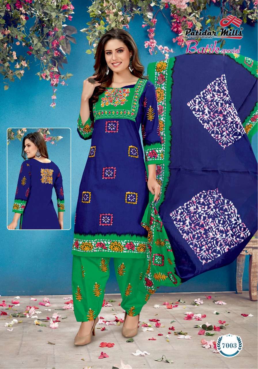 BATIK SPECIAL VOL-7 BY PATIDAR MILLS  7001 TO 7016 SERIES BEAUTIFUL STYLISH SUITS FANCY COLORFUL CASUAL WEAR & ETHNIC WEAR & READY TO WEAR FANCY PRINTED DRESSES AT WHOLESALE PRICE