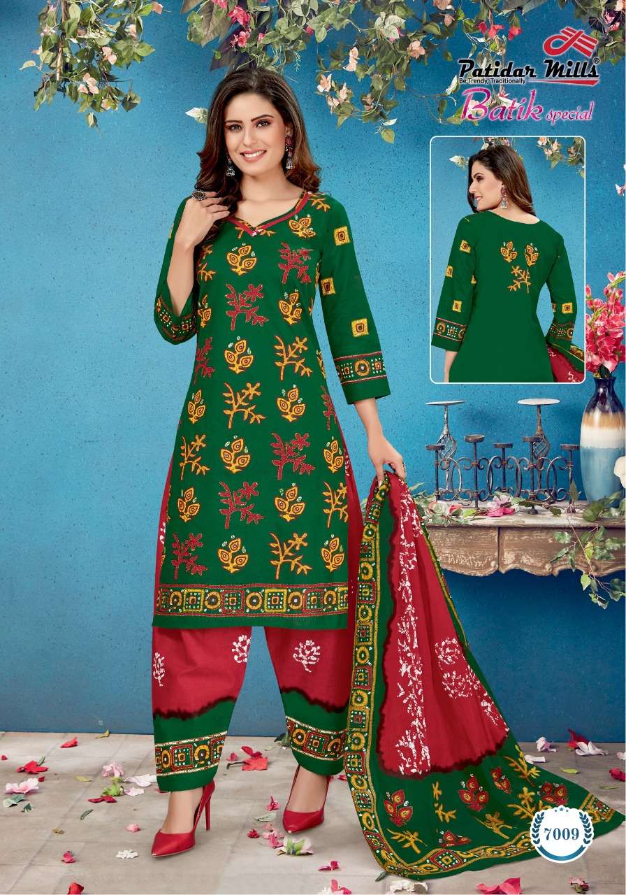 BATIK SPECIAL VOL-7 BY PATIDAR MILLS  7001 TO 7016 SERIES BEAUTIFUL STYLISH SUITS FANCY COLORFUL CASUAL WEAR & ETHNIC WEAR & READY TO WEAR FANCY PRINTED DRESSES AT WHOLESALE PRICE