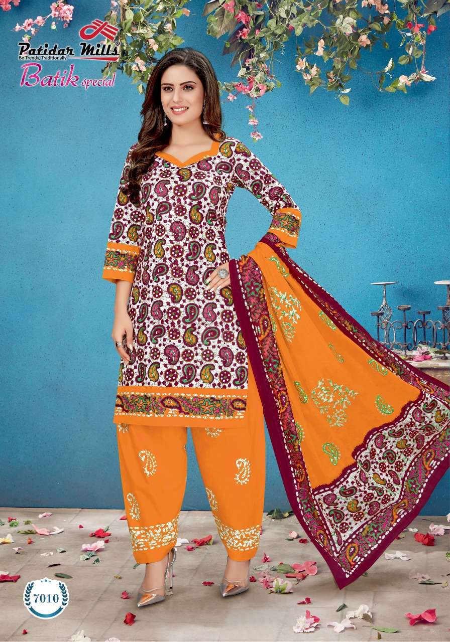 BATIK SPECIAL VOL-7 BY PATIDAR MILLS  7001 TO 7016 SERIES BEAUTIFUL STYLISH SUITS FANCY COLORFUL CASUAL WEAR & ETHNIC WEAR & READY TO WEAR FANCY PRINTED DRESSES AT WHOLESALE PRICE