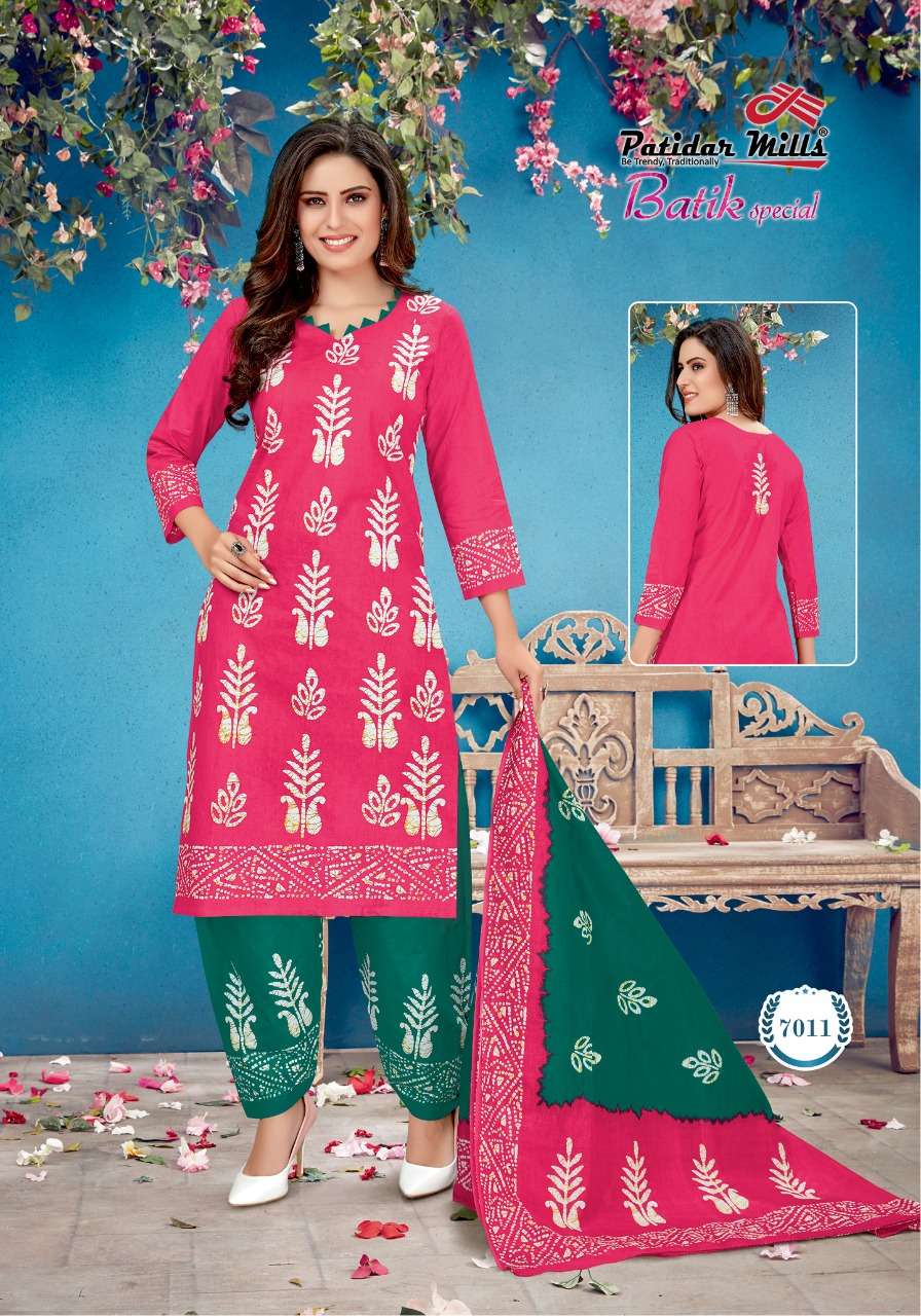 BATIK SPECIAL VOL-7 BY PATIDAR MILLS  7001 TO 7016 SERIES BEAUTIFUL STYLISH SUITS FANCY COLORFUL CASUAL WEAR & ETHNIC WEAR & READY TO WEAR FANCY PRINTED DRESSES AT WHOLESALE PRICE