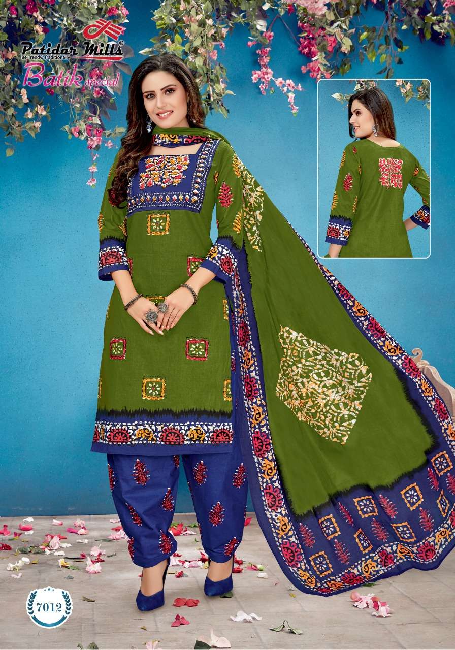 BATIK SPECIAL VOL-7 BY PATIDAR MILLS  7001 TO 7016 SERIES BEAUTIFUL STYLISH SUITS FANCY COLORFUL CASUAL WEAR & ETHNIC WEAR & READY TO WEAR FANCY PRINTED DRESSES AT WHOLESALE PRICE