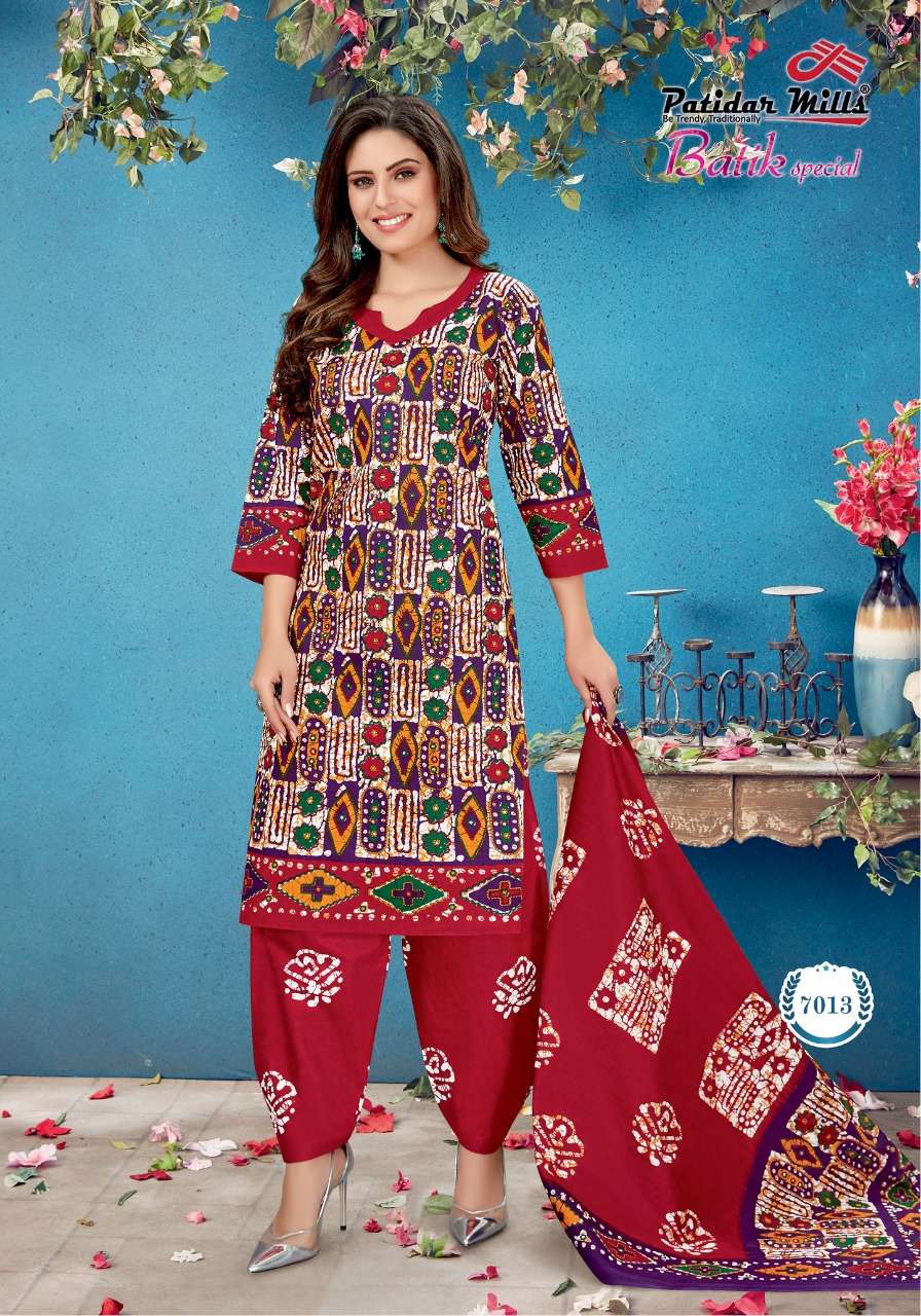 BATIK SPECIAL VOL-7 BY PATIDAR MILLS  7001 TO 7016 SERIES BEAUTIFUL STYLISH SUITS FANCY COLORFUL CASUAL WEAR & ETHNIC WEAR & READY TO WEAR FANCY PRINTED DRESSES AT WHOLESALE PRICE