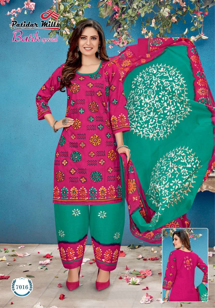 BATIK SPECIAL VOL-7 BY PATIDAR MILLS  7001 TO 7016 SERIES BEAUTIFUL STYLISH SUITS FANCY COLORFUL CASUAL WEAR & ETHNIC WEAR & READY TO WEAR FANCY PRINTED DRESSES AT WHOLESALE PRICE